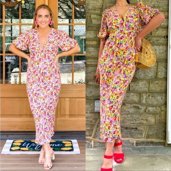 RIXO Dresses Rixo X Target Floral Midi Puff Sleeve Dress Poshmark